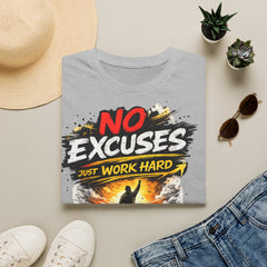 No Excuses 'Just Work Hard' Unisex T-Shirt — Motivational Fitness Tee