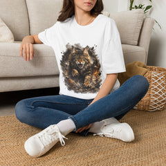Wild Maine Coon Cat Unisex T-Shirt — Fierce Watercolor Kitty Graphic Tee
