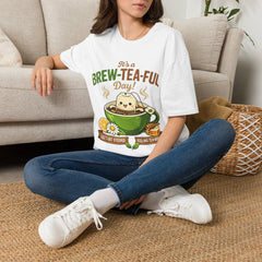 Tea T-Shirt Unisex— "It's a Brew-Tea-Ful Day!" Cute Kawaii Tea Cup Graphic