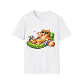 Cat Vacation T-Shirt Unisex— Relaxing Sunglasses Orange Cat Float Drink Tee
