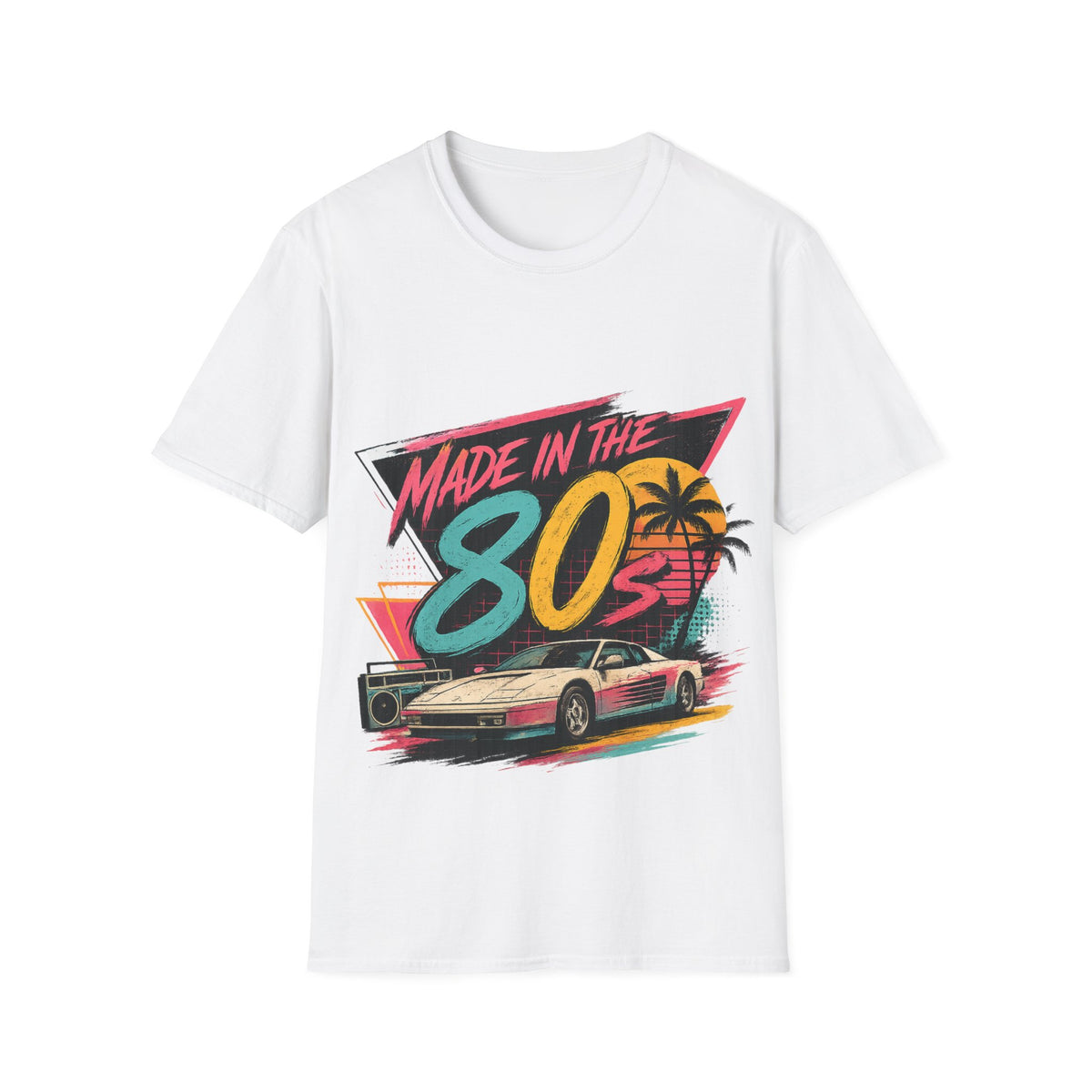 Made in the 80s Unisex T‑Shirt — Retro Vintage 1980s Palm & Sports Car Tee