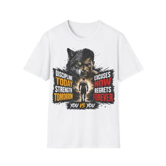 T-Shirt - 'Discipline Today Unisex Excuses Now' Wolf Motivation Graphic Tee
