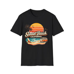 Sunset Beach California Unisex  T-Shirt — Retro Surf Sunset Graphic Tee