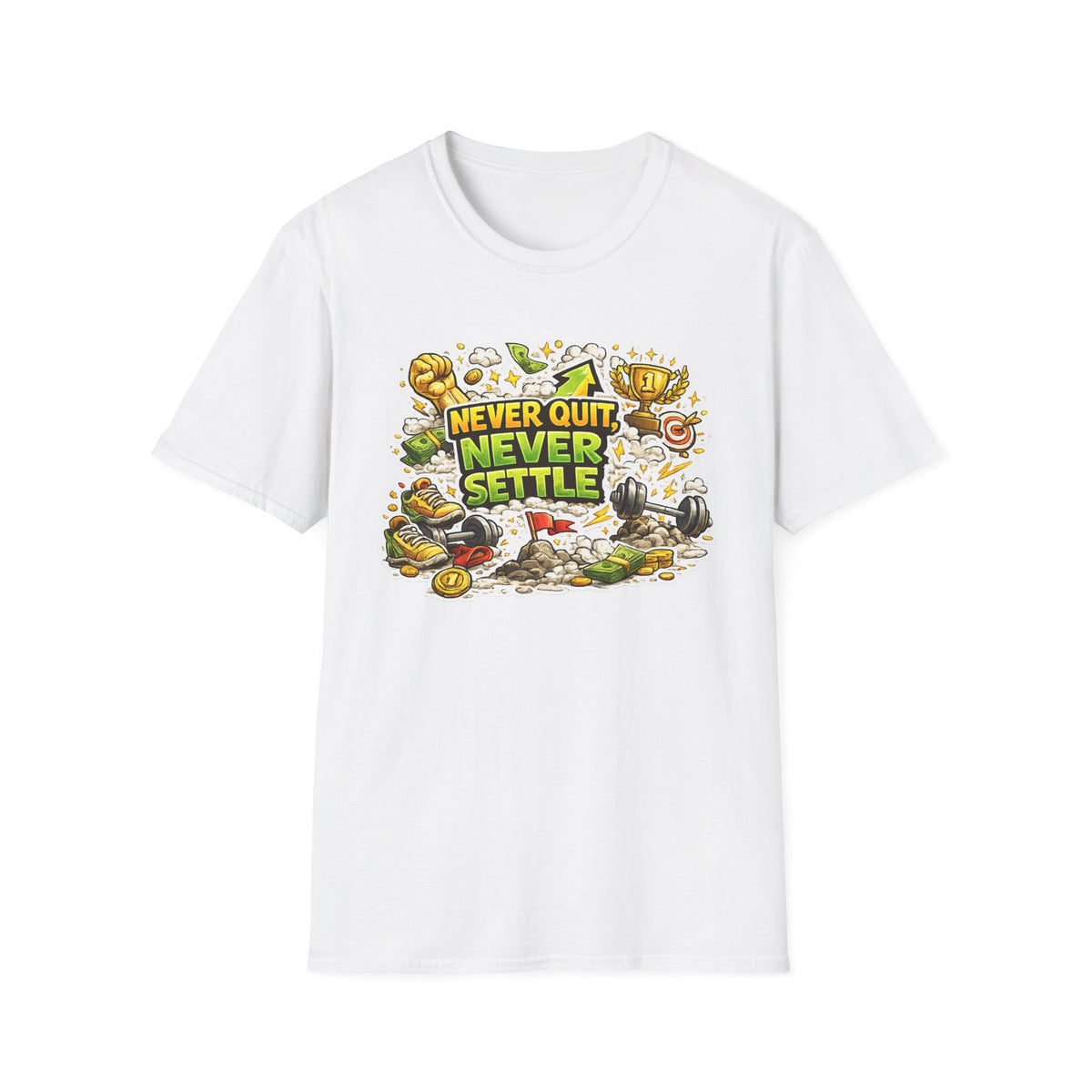 Motivational "Never Quit, Never Settle" Fitness T-Shirt Unisex