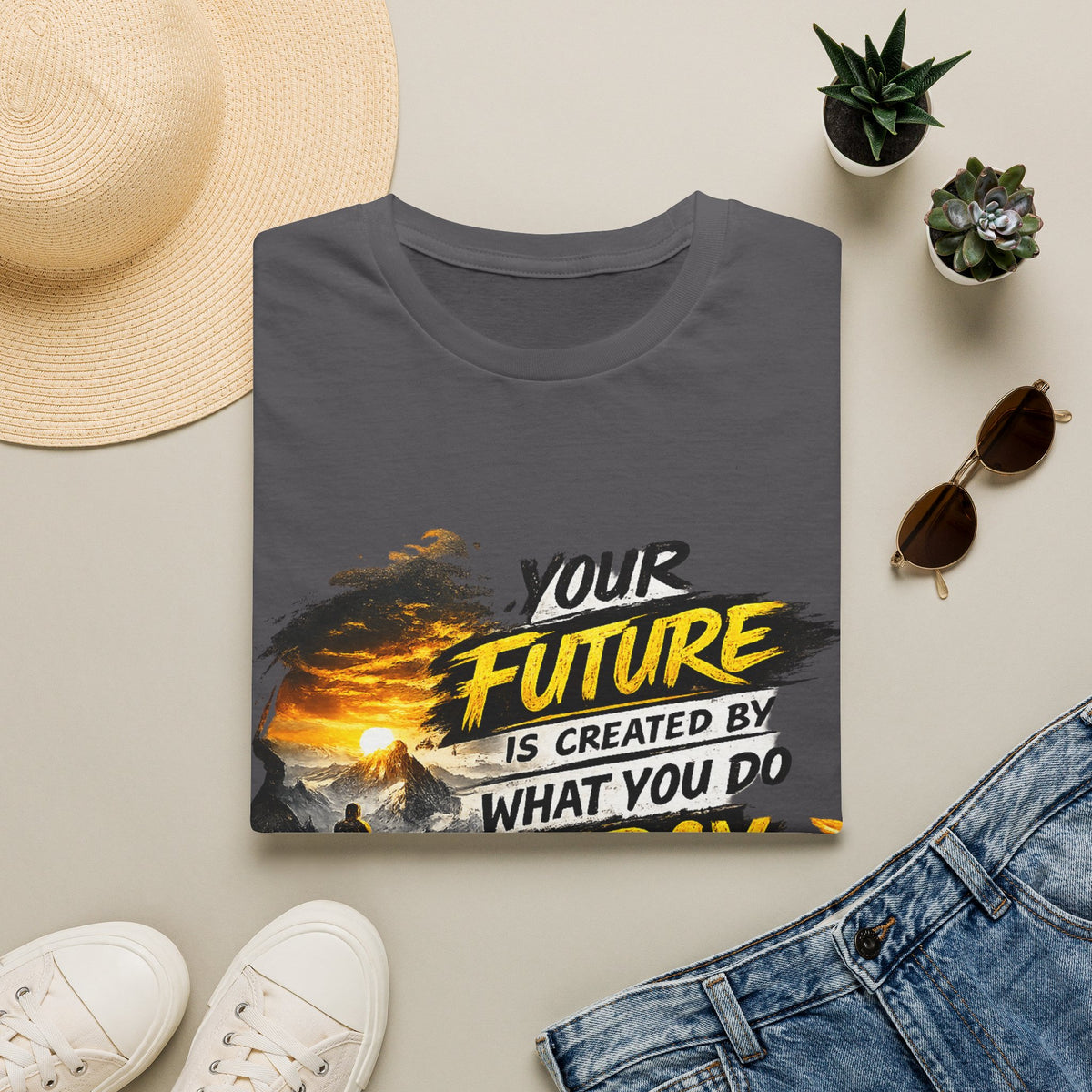 Motivational Unisex T-Shirt — “Your Future Is Created By What You Do Today, Not Tomorrow”