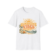 Sunshine Vibes unisex T-Shirt — Retro Sunrise Beach Graphic Tee