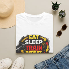Eat Sleep Train Repeat Unisex T-Shirt — Gym Motivation Fitness Tee