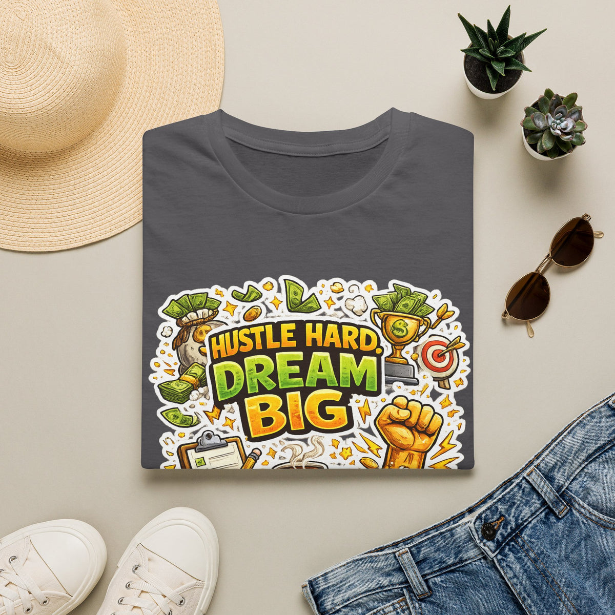 Dream Big Hustle Tee — Motivational Graphic T-Shirt Unisex