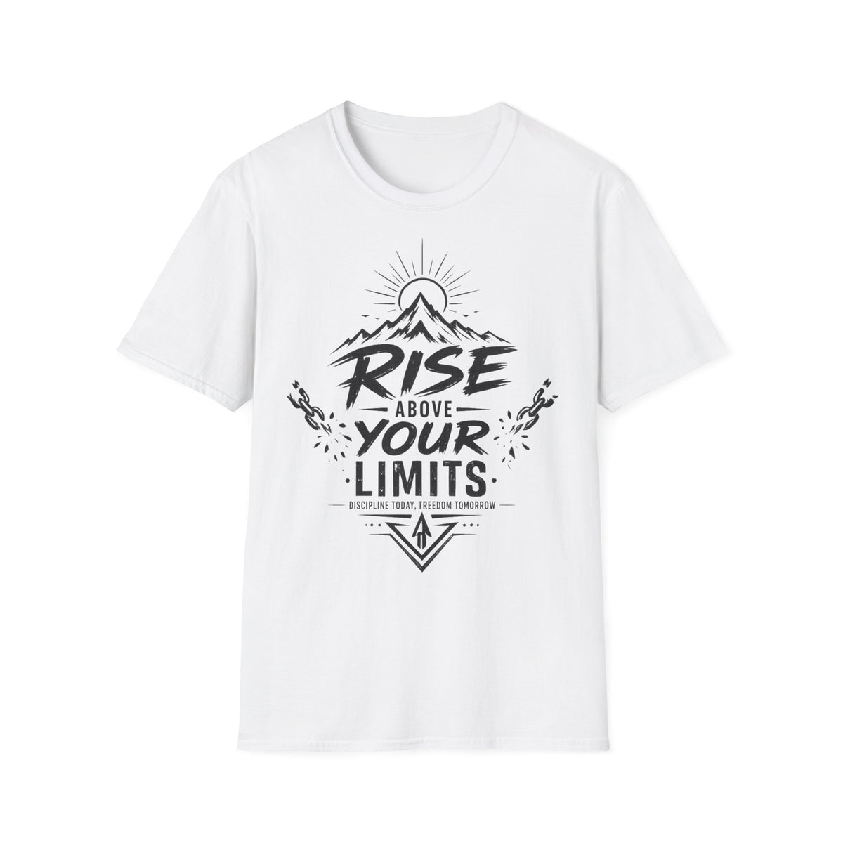 Rise Above Mountain Unisex T‑Shirt — "Rise Above Your Limits" Inspirational Tee